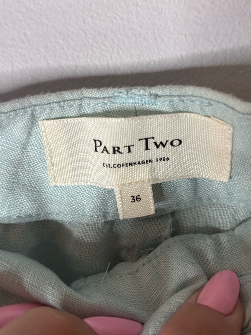 Part Two Blue Wide Leg 100% Linen Pants - Picture 3 of 6